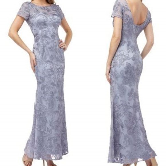 JS Collections Soutache Trumpet Gown Blue 14 - Picture 7 of 7